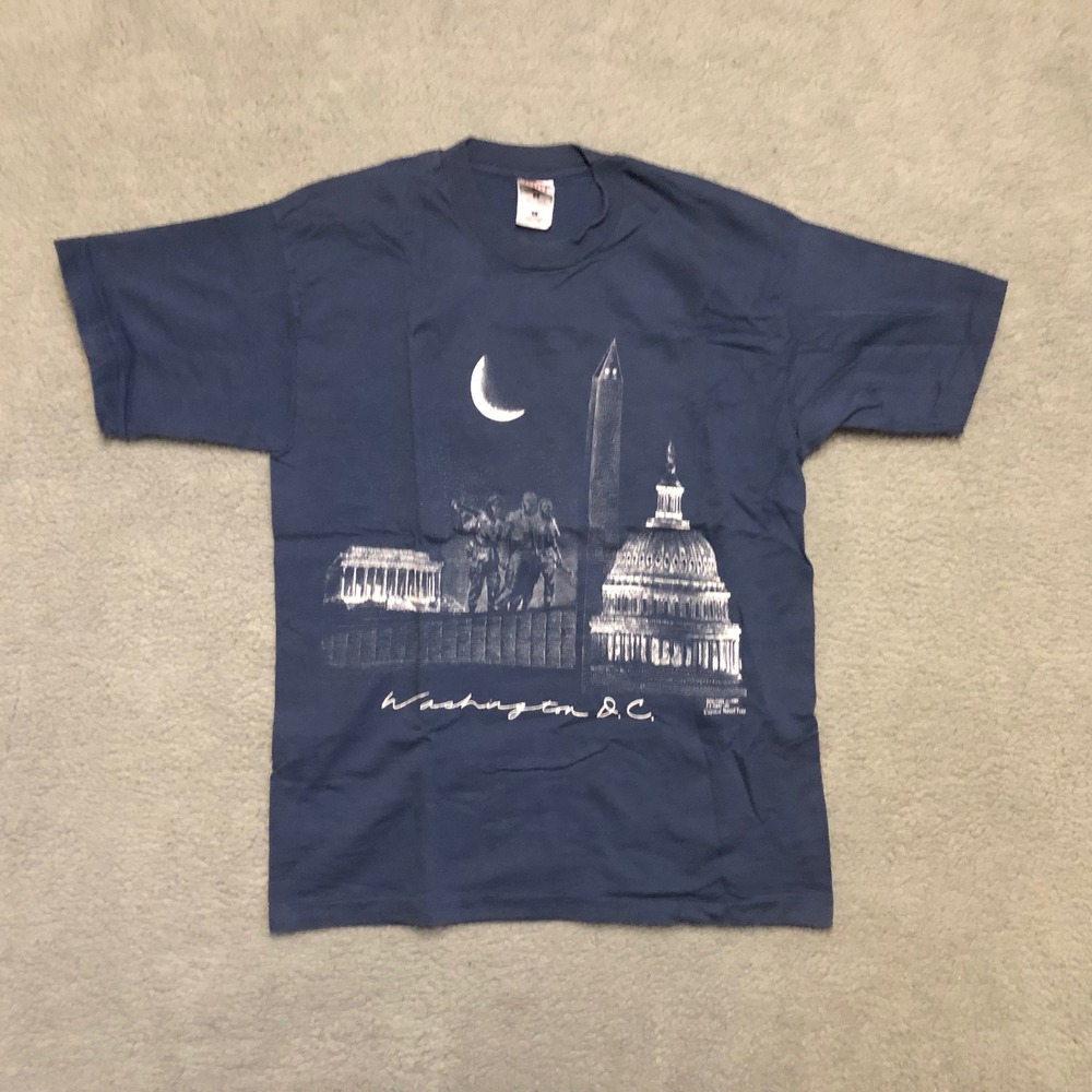 Vintage‎ Washington DC T Shirt Navy Blue Souvenir Mens Large White House